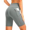 Women’s High Waisted Biker Shorts 8″ Running Workout Tummy Control Bike Spandex Shorts for Women Zipper Pockets(Bright Grey)