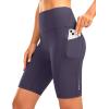 Women’s High Waisted Biker Shorts 8″ Running Workout Tummy Control Bike Spandex Shorts for Women Zipper Pockets(Dusty Purple)
