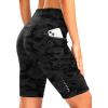 Women’s High Waisted Biker Shorts 8″ Running Workout Tummy Control Bike Spandex Shorts for Women Zipper Pockets(Grey Camo)