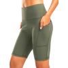 Women’s High Waisted Biker Shorts 8″ Running Workout Tummy Control Bike Spandex Shorts for Women Zipper Pockets(Grey Sage)