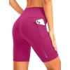 Women’s High Waisted Biker Shorts 8″ Running Workout Tummy Control Bike Spandex Shorts for Women Zipper Pockets(Rose)