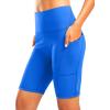 Women’s High Waisted Biker Shorts 8″ Running Workout Tummy Control Bike Spandex Shorts for Women Zipper Pockets(Royal Blue)