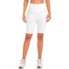 Women’s High Waisted Biker Shorts 8″ Running Workout Tummy Control Bike Spandex Shorts for Women Zipper Pockets(White)