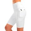 Women’s High Waisted Biker Shorts 8″ Running Workout Tummy Control Bike Spandex Shorts for Women Zipper Pockets(White)