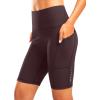 Women’s High Waisted Biker Shorts 8″ Running Workout Tummy Control Bike Spandex Shorts for Women Zipper Pockets(Wine)