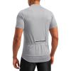 Bikewa Men’s Cycling Jersey Moisture Wicking Short Sleeve UPF Half Zip Bike Road Riding Biking Shirts for Men Zipper Pockets(Light Grey)