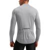 Bikewa Men’s Cycling Jersey with 3+1 Rear Zipper Pockets Long Sleeve Moisture Wicking UPF 50+ Half Zip Riding Bike Shirts(Light Grey)