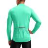 Bikewa Men’s Cycling Jersey with 3+1 Rear Zipper Pockets Long Sleeve Moisture Wicking UPF 50+ Half Zip Riding Bike Shirts(Mint Green)