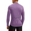 Bikewa Men’s Cycling Jersey with 3+1 Rear Zipper Pockets Long Sleeve Moisture Wicking UPF 50+ Half Zip Riding Bike Shirts(Purple)