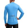 Bikewa Men’s Cycling Jersey with 3+1 Rear Zipper Pockets Long Sleeve Moisture Wicking UPF 50+ Half Zip Riding Bike Shirts(Sky Blue)