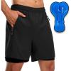 Bikewa Men’s Mountain Bike Shorts 3D Padded Loose-fit Riding Biking Cycling Bicycle Biker Shorts for Men Zipper Pockets(Black)