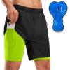 Bikewa Men’s Mountain Bike Shorts 3D Padded Loose-fit Riding Biking Cycling Bicycle Biker Shorts for Men Zipper Pockets(Black/Fluorescent Green)