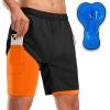 Bikewa Men’s Mountain Bike Shorts 3D Padded Loose-fit Riding Biking Cycling Bicycle Biker Shorts for Men Zipper Pockets(Black/Orange)