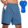 Bikewa Men’s Mountain Bike Shorts 3D Padded Loose-fit Riding Biking Cycling Bicycle Biker Shorts for Men Zipper Pockets(Blue)