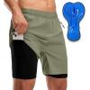 Bikewa Men’s Mountain Bike Shorts 3D Padded Loose-fit Riding Biking Cycling Bicycle Biker Shorts for Men Zipper Pockets(Green)