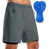 Bikewa Men’s Mountain Bike Shorts 3D Padded Loose-fit Riding Biking Cycling Bicycle Biker Shorts for Men Zipper Pockets(Grey)