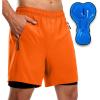 Bikewa Men’s Mountain Bike Shorts 3D Padded Loose-fit Riding Biking Cycling Bicycle Biker Shorts for Men Zipper Pockets(Orange)