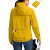 Bikewa Women’s Cycling Rain Jackets Waterproof Windbreaker Lightweight Running Windproof Reflective Jacket Packable Hooded(Dusty Yellow)