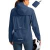Bikewa Women’s Cycling Rain Jackets Waterproof Windbreaker Lightweight Running Windproof Reflective Jacket Packable Hooded(Navy)