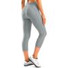 Women’s 4D Padded Bike Pants High Waist Cycling Shorts Bicycle Capris 3/4 Biking Tights with Zipper Pockets(Light Grey)