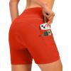 Women’s 4D Padded Bike Shorts 5″/7″ Riding Underwear Cycling Bicycle Road Biking Cycle Shorts for Women Zipper Pockets(Orange)