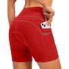 Women’s 4D Padded Bike Shorts 5″/7″ Riding Underwear Cycling Bicycle Road Biking Cycle Shorts for Women Zipper Pockets(Red)