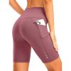 Women’s High Waisted Biker Shorts 8″ Running Workout Tummy Control Bike Spandex Shorts for Women Zipper Pockets(Dark Pink)