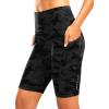 Women’s High Waisted Biker Shorts 8″ Running Workout Tummy Control Bike Spandex Shorts for Women Zipper Pockets(Grey Camo)