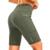 Women’s High Waisted Biker Shorts 8″ Running Workout Tummy Control Bike Spandex Shorts for Women Zipper Pockets(Grey Sage)