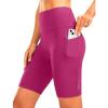 Women’s High Waisted Biker Shorts 8″ Running Workout Tummy Control Bike Spandex Shorts for Women Zipper Pockets(Rose)