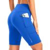 Women’s High Waisted Biker Shorts 8″ Running Workout Tummy Control Bike Spandex Shorts for Women Zipper Pockets(Royal Blue)