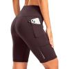 Women’s High Waisted Biker Shorts 8″ Running Workout Tummy Control Bike Spandex Shorts for Women Zipper Pockets(Wine)