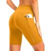 Women’s High Waisted Biker Shorts 8″ Running Workout Tummy Control Bike Spandex Shorts for Women Zipper Pockets(Yellow)