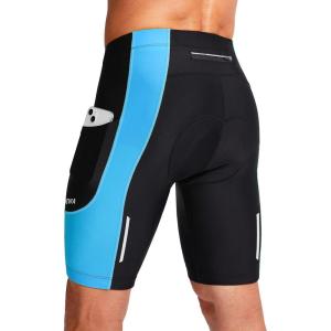 Bikewa Men’s Bike Shorts 3D Padded Cycling Road Biking Mountain Riding Biker Bicycle UPF 50+ Cycle Shorts Zipper Pockets(Black/Sky Blue)