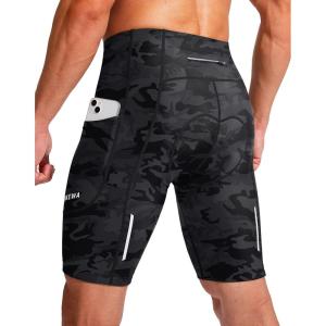 Bikewa Men’s Bike Shorts 3D Padded Cycling Road Biking Mountain Riding Biker Bicycle UPF 50+ Cycle Shorts Zipper Pockets(Camo Black)