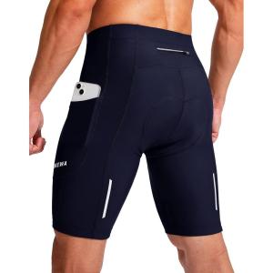Bikewa Men’s Bike Shorts 3D Padded Cycling Road Biking Mountain Riding Biker Bicycle UPF 50+ Cycle Shorts Zipper Pockets(Navy)