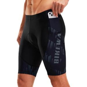 Bikewa Men’s Bike Shorts 4D Padded Biking Road Cycling Bicycle Pants Biker Shorts for Men Zipper Pockets(1_ Dark Grey)