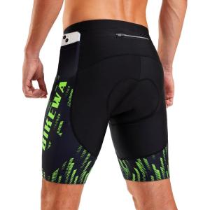 Bikewa Men’s Bike Shorts 4D Padded Biking Road Cycling Bicycle Pants Biker Shorts for Men Zipper Pockets(1_ Fluorescent Green)