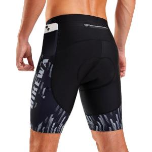 Bikewa Men’s Bike Shorts 4D Padded Biking Road Cycling Bicycle Pants Biker Shorts for Men Zipper Pockets(1_ Grey)