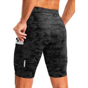 Bikewa Men’s Bike Shorts 4D Padded Cycling Shorts for Men Road Riding Biking Bicycle Zipper Pockets(Camo Black)