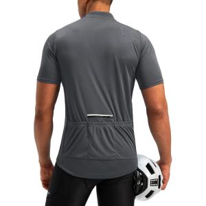 Bikewa Men’s Cycling Jersey Moisture Wicking Short Sleeve UPF Half Zip Bike Road Riding Biking Shirts for Men Zipper Pockets(Dark Grey)