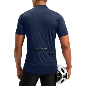 Bikewa Men’s Cycling Jersey Moisture Wicking Short Sleeve UPF Half Zip Bike Road Riding Biking Shirts for Men Zipper Pockets(Navy)