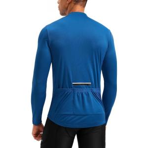 Bikewa Men’s Cycling Jersey with 3+1 Rear Zipper Pockets Long Sleeve Moisture Wicking UPF 50+ Half Zip Riding Bike Shirts(Royal Blue)