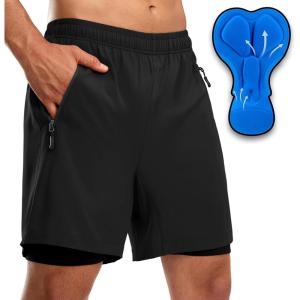 Bikewa Men’s Mountain Bike Shorts 3D Padded Loose-fit Riding Biking Cycling Bicycle Biker Shorts for Men Zipper Pockets(Black)