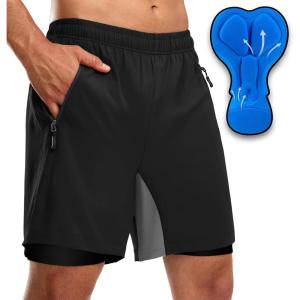 Bikewa Men’s Mountain Bike Shorts 3D Padded Loose-fit Riding Biking Cycling Bicycle Biker Shorts for Men Zipper Pockets(Black/Grey)