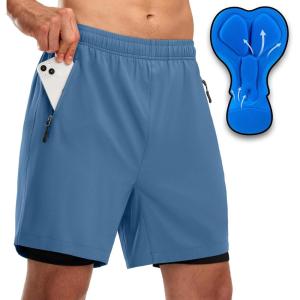 Bikewa Men’s Mountain Bike Shorts 3D Padded Loose-fit Riding Biking Cycling Bicycle Biker Shorts for Men Zipper Pockets(Blue)