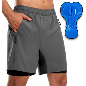 Bikewa Men’s Mountain Bike Shorts 3D Padded Loose-fit Riding Biking Cycling Bicycle Biker Shorts for Men Zipper Pockets(Grey/Black)