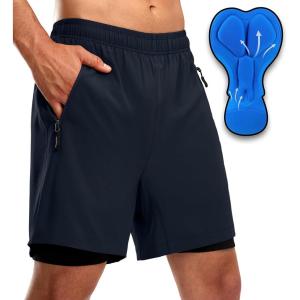 Bikewa Men’s Mountain Bike Shorts 3D Padded Loose-fit Riding Biking Cycling Bicycle Biker Shorts for Men Zipper Pockets(Navy)