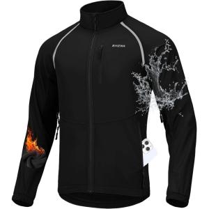 Bikewa Men’s Winter Cycling Jackets Thermal Warm Water Resistant Bike Running Windproof Jacket(Black)