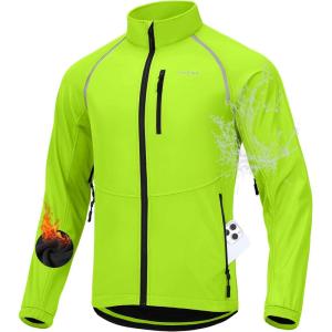 Bikewa Men’s Winter Cycling Jackets Thermal Warm Water Resistant Bike Running Windproof Jacket(Fluorescent Yellow)